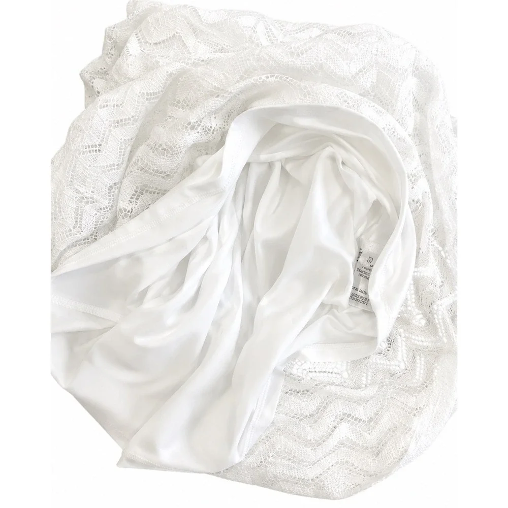 Madden NYC Lace Dress Women Small White Excellent Chevron Halter Wrap Skirt
